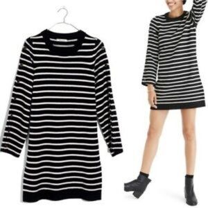 Madewell  (Merino Wool) Striped Dress, Button Sleeves, Size Small